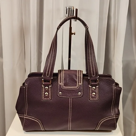 Coach Hamptons Purple Leather Satchel - Picture 8 of 12